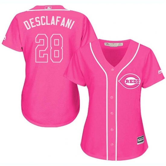 Women's Majestic Cincinnati Reds #28 Anthony DeSclafani Replica Pink Fashion Cool Base MLB Jersey Women's Majestic Cincinnati Reds #28 Anthony DeSclafani Replica Pink Fashion Cool Base MLB Jersey