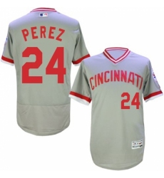 Men's Majestic Cincinnati Reds #24 Tony Perez Grey Flexbase Authentic Collection Cooperstown MLB Jersey