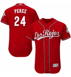 Men's Majestic Cincinnati Reds #24 Tony Perez Red Los Rojos Flexbase Authentic Collection MLB Jersey