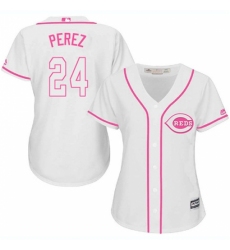 Women's Majestic Cincinnati Reds #24 Tony Perez Authentic White Fashion Cool Base MLB Jersey