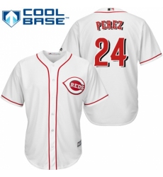 Youth Majestic Cincinnati Reds #24 Tony Perez Authentic White Home Cool Base MLB Jersey