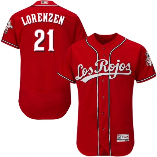 Men's Majestic Cincinnati Reds #21 Michael Lorenzen Red Los Rojos Flexbase Authentic Collection MLB Jersey Men's Majestic Cincinnati Reds #21 Michael Lorenzen Red Los Rojos Flexbase Authentic Collection MLB Jersey