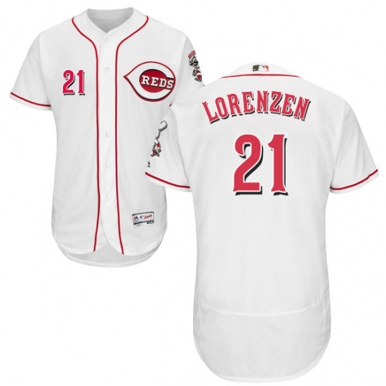 Men's Majestic Cincinnati Reds #21 Michael Lorenzen White Home Flexbase Authentic Collection MLB Jersey Men's Majestic Cincinnati Reds #21 Michael Lorenzen White Home Flexbase Authentic Collection MLB Jersey