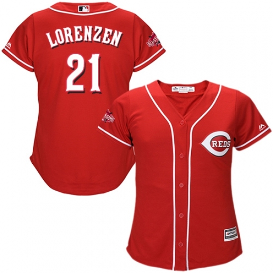 Women's Majestic Cincinnati Reds #21 Michael Lorenzen Replica Red Alternate Cool Base MLB Jersey Women's Majestic Cincinnati Reds #21 Michael Lorenzen Replica Red Alternate Cool Base MLB Jersey