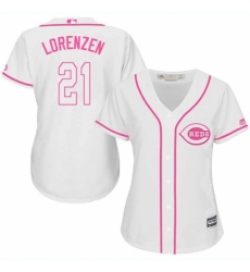 Women's Majestic Cincinnati Reds #21 Michael Lorenzen Replica White Fashion Cool Base MLB Jersey