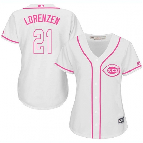 Women's Majestic Cincinnati Reds #21 Michael Lorenzen Replica White Fashion Cool Base MLB Jersey Women's Majestic Cincinnati Reds #21 Michael Lorenzen Replica White Fashion Cool Base MLB Jersey