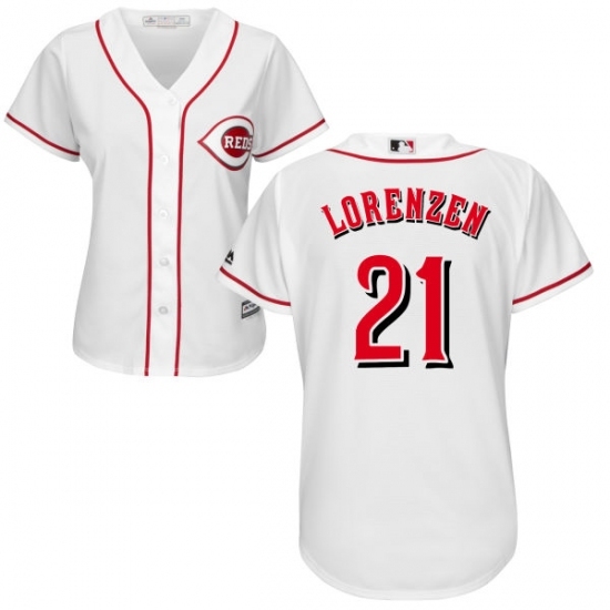 Women's Majestic Cincinnati Reds #21 Michael Lorenzen Replica White Home Cool Base MLB Jersey Women's Majestic Cincinnati Reds #21 Michael Lorenzen Replica White Home Cool Base MLB Jersey