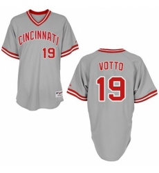 Men's Majestic Cincinnati Reds #19 Joey Votto Replica Grey 1991 Turn Back The Clock MLB Jersey