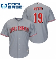 Men's Majestic Cincinnati Reds #19 Joey Votto Replica Grey Road Cool Base MLB Jersey