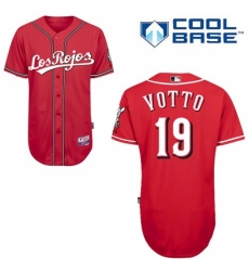 Men's Majestic Cincinnati Reds #19 Joey Votto Replica Red Alternate Los Rojos Cool Base MLB Jersey