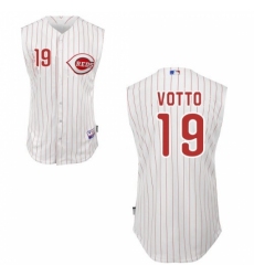 Men's Majestic Cincinnati Reds #19 Joey Votto Replica White Vest Style MLB Jersey