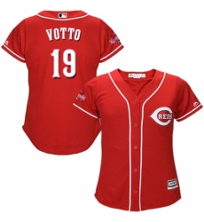 Women's Majestic Cincinnati Reds #19 Joey Votto Replica Red Alternate Cool Base MLB Jersey