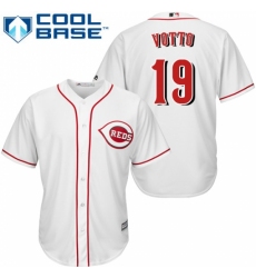 Youth Majestic Cincinnati Reds #19 Joey Votto Replica White Home Cool Base MLB Jersey