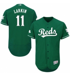 Men's Majestic Cincinnati Reds #11 Barry Larkin Green Celtic Flexbase Authentic Collection MLB Jersey