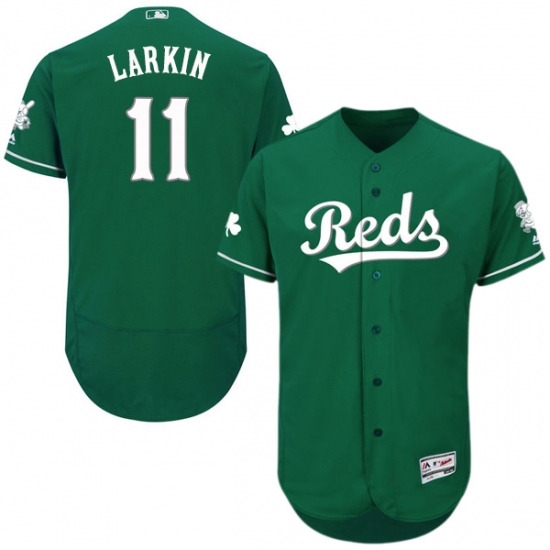 Men's Majestic Cincinnati Reds #11 Barry Larkin Green Celtic Flexbase Authentic Collection MLB Jersey Men's Majestic Cincinnati Reds #11 Barry Larkin Green Celtic Flexbase Authentic Collection MLB Jersey
