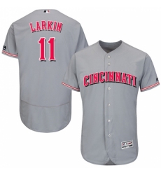 Men's Majestic Cincinnati Reds #11 Barry Larkin Grey Flexbase Authentic Collection MLB Jersey