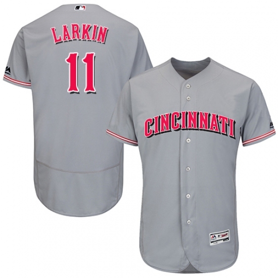 Men's Majestic Cincinnati Reds #11 Barry Larkin Grey Flexbase Authentic Collection MLB Jersey Men's Majestic Cincinnati Reds #11 Barry Larkin Grey Flexbase Authentic Collection MLB Jersey