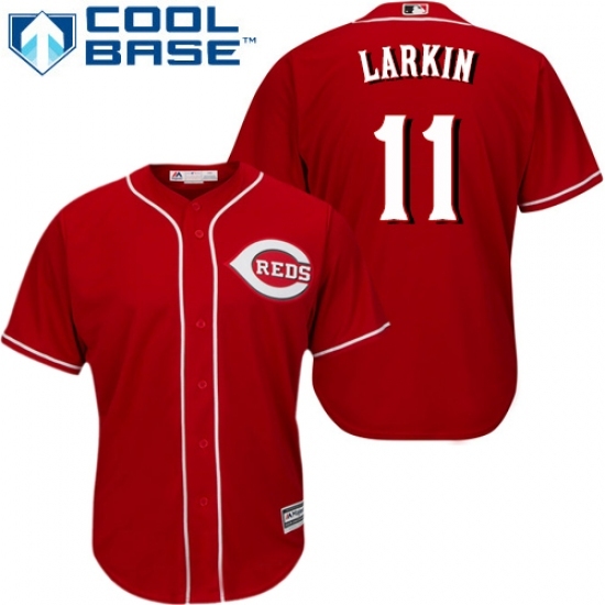 Men's Majestic Cincinnati Reds #11 Barry Larkin Replica Red Alternate Cool Base MLB Jersey Men's Majestic Cincinnati Reds #11 Barry Larkin Replica Red Alternate Cool Base MLB Jersey
