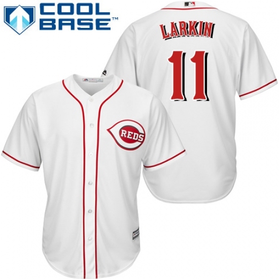 Men's Majestic Cincinnati Reds #11 Barry Larkin Replica White Home Cool Base MLB Jersey Men's Majestic Cincinnati Reds #11 Barry Larkin Replica White Home Cool Base MLB Jersey