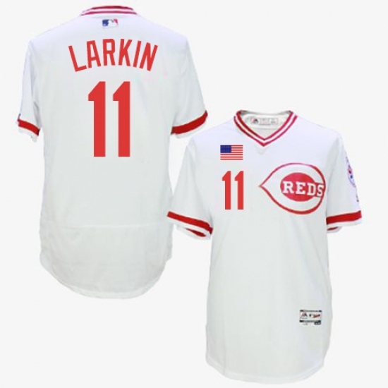 Men's Majestic Cincinnati Reds #11 Barry Larkin White Flexbase Authentic Collection Cooperstown MLB Jersey Men's Majestic Cincinnati Reds #11 Barry Larkin White Flexbase Authentic Collection Cooperstown MLB Jersey