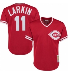 Men's Mitchell and Ness Cincinnati Reds #11 Barry Larkin Replica Red Throwback MLB Jersey Men's Mitchell and Ness Cincinnati Reds #11 Barry Larkin Replica Red Throwback MLB Jersey