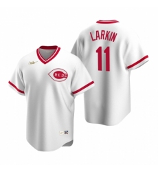 Men's Nike Cincinnati Reds #11 Barry Larkin White Cooperstown Collection Home Stitched Baseball Jersey