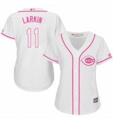 Women's Majestic Cincinnati Reds #11 Barry Larkin Replica White Fashion Cool Base MLB Jersey