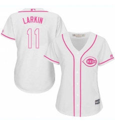 Women's Majestic Cincinnati Reds #11 Barry Larkin Replica White Fashion Cool Base MLB Jersey Women's Majestic Cincinnati Reds #11 Barry Larkin Replica White Fashion Cool Base MLB Jersey