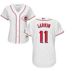 Women's Majestic Cincinnati Reds #11 Barry Larkin Replica White Home Cool Base MLB Jersey Women's Majestic Cincinnati Reds #11 Barry Larkin Replica White Home Cool Base MLB Jersey