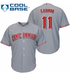 Youth Majestic Cincinnati Reds #11 Barry Larkin Replica Grey Road Cool Base MLB Jersey Youth Majestic Cincinnati Reds #11 Barry Larkin Replica Grey Road Cool Base MLB Jersey