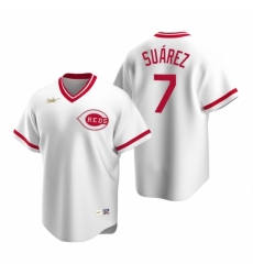 Men's Nike Cincinnati Reds #7 Eugenio Suarez White Cooperstown Collection Home Stitched Baseball Jersey Men's Nike Cincinnati Reds #7 Eugenio Suarez White Cooperstown Collection Home Stitched Baseball Jersey