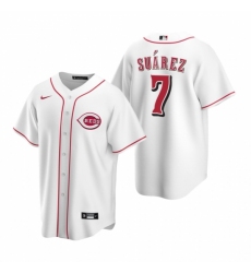 Men's Nike Cincinnati Reds #7 Eugenio Suarez White Home Stitched Baseball Jersey Men's Nike Cincinnati Reds #7 Eugenio Suarez White Home Stitched Baseball Jersey