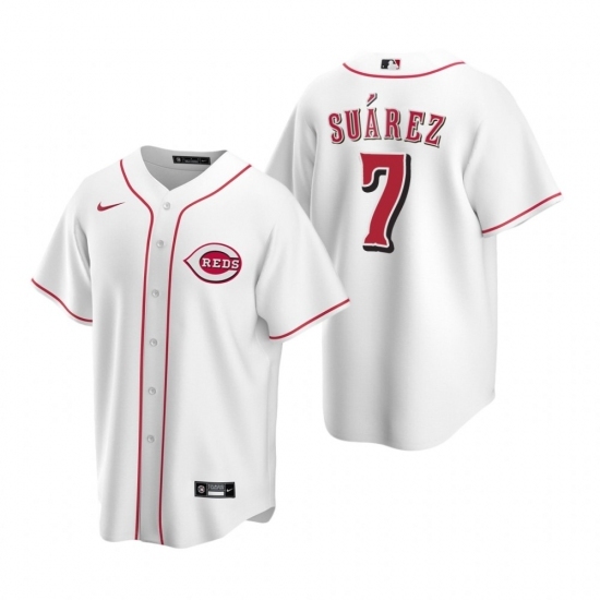 Men's Nike Cincinnati Reds #7 Eugenio Suarez White Home Stitched Baseball Jersey Men's Nike Cincinnati Reds #7 Eugenio Suarez White Home Stitched Baseball Jersey