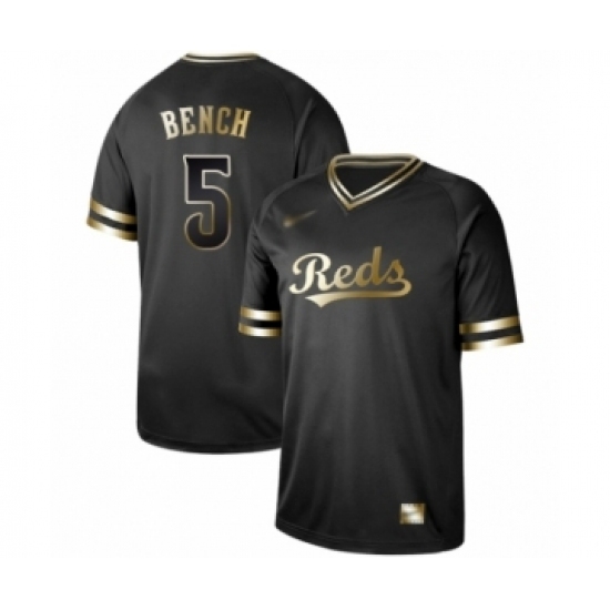 Men's Cincinnati Reds #5 Johnny Bench Authentic Black Gold Fashion Baseball Jersey Men's Cincinnati Reds #5 Johnny Bench Authentic Black Gold Fashion Baseball Jersey