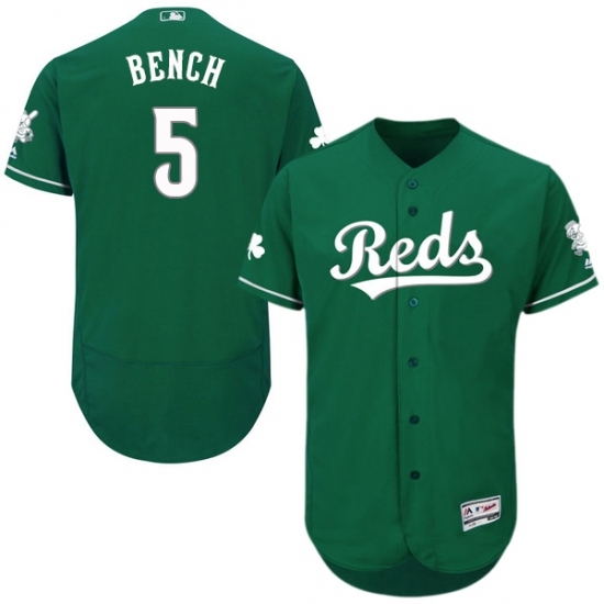 Men's Majestic Cincinnati Reds #5 Johnny Bench Green Celtic Flexbase Authentic Collection MLB Jersey Men's Majestic Cincinnati Reds #5 Johnny Bench Green Celtic Flexbase Authentic Collection MLB Jersey