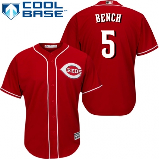 Men's Majestic Cincinnati Reds #5 Johnny Bench Replica Red Alternate Cool Base MLB Jersey Men's Majestic Cincinnati Reds #5 Johnny Bench Replica Red Alternate Cool Base MLB Jersey