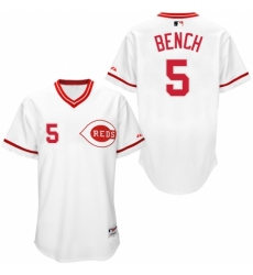 Men's Majestic Cincinnati Reds #5 Johnny Bench Replica White 1990 Turn Back The Clock MLB Jersey