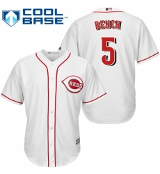 Men's Majestic Cincinnati Reds #5 Johnny Bench Replica White Home Cool Base MLB Jersey Men's Majestic Cincinnati Reds #5 Johnny Bench Replica White Home Cool Base MLB Jersey