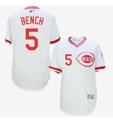 Men's Majestic Cincinnati Reds #5 Johnny Bench White Flexbase Authentic Collection Cooperstown MLB Jersey Men's Majestic Cincinnati Reds #5 Johnny Bench White Flexbase Authentic Collection Cooperstown MLB Jersey