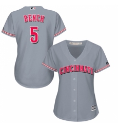 Women's Majestic Cincinnati Reds #5 Johnny Bench Replica Grey Road Cool Base MLB Jersey