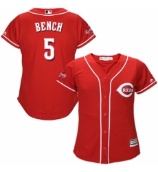 Women's Majestic Cincinnati Reds #5 Johnny Bench Replica Red Alternate Cool Base MLB Jersey