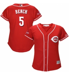 Women's Majestic Cincinnati Reds #5 Johnny Bench Replica Red Alternate Cool Base MLB Jersey Women's Majestic Cincinnati Reds #5 Johnny Bench Replica Red Alternate Cool Base MLB Jersey