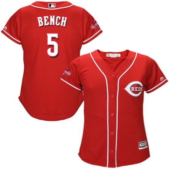 Women's Majestic Cincinnati Reds #5 Johnny Bench Replica Red Alternate Cool Base MLB Jersey Women's Majestic Cincinnati Reds #5 Johnny Bench Replica Red Alternate Cool Base MLB Jersey