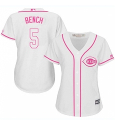 Women's Majestic Cincinnati Reds #5 Johnny Bench Replica White Fashion Cool Base MLB Jersey