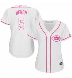 Women's Majestic Cincinnati Reds #5 Johnny Bench Replica White Fashion Cool Base MLB Jersey Women's Majestic Cincinnati Reds #5 Johnny Bench Replica White Fashion Cool Base MLB Jersey