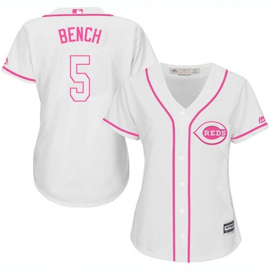Women's Majestic Cincinnati Reds #5 Johnny Bench Replica White Fashion Cool Base MLB Jersey Women's Majestic Cincinnati Reds #5 Johnny Bench Replica White Fashion Cool Base MLB Jersey