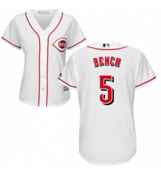 Women's Majestic Cincinnati Reds #5 Johnny Bench Replica White Home Cool Base MLB Jersey