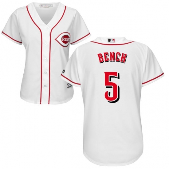 Women's Majestic Cincinnati Reds #5 Johnny Bench Replica White Home Cool Base MLB Jersey Women's Majestic Cincinnati Reds #5 Johnny Bench Replica White Home Cool Base MLB Jersey