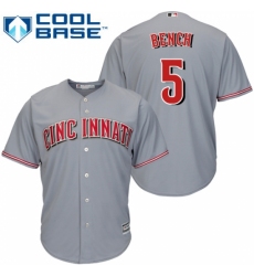Youth Majestic Cincinnati Reds #5 Johnny Bench Replica Grey Road Cool Base MLB Jersey Youth Majestic Cincinnati Reds #5 Johnny Bench Replica Grey Road Cool Base MLB Jersey