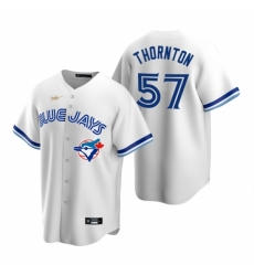 Men's Nike Toronto Blue Jays #57 Trent Thornton White Cooperstown Collection Home Stitched Baseball Jersey